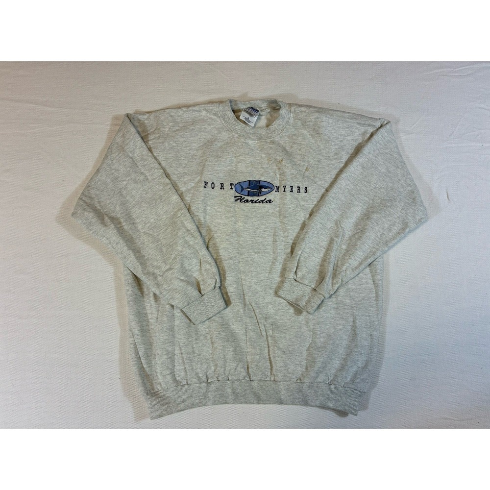 Vintage 90s Fort Myers Florida Shark Sweatshirt XL Gildan Heavy Weight Cotton
